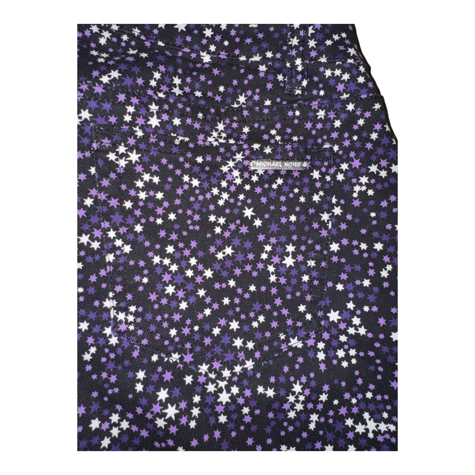 Michael Kors "Izzy Skinny" Purple & White Star Print Pants