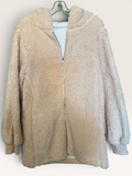 Cream Hooded Teddy Fleece Zip Jacket