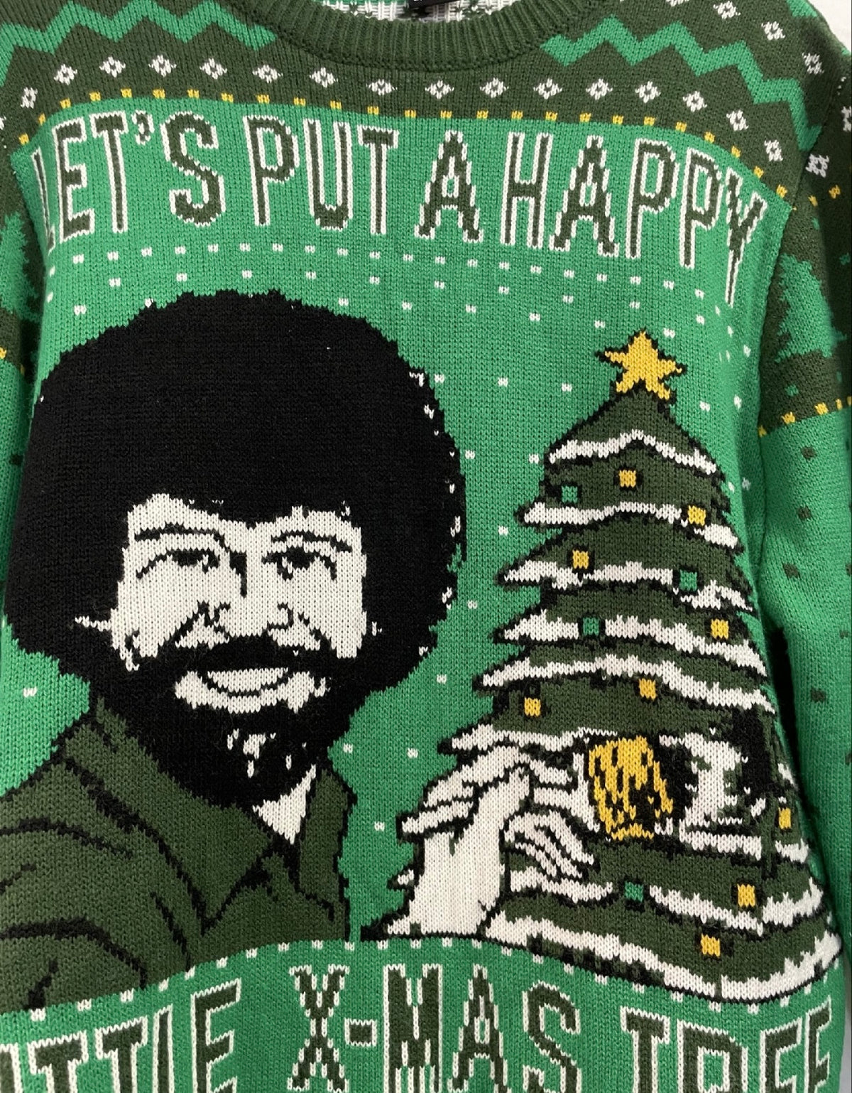 Bob Ross “Happy Little X-Mas Tree” Christmas Sweater