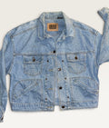 Liz Claiborne Authentic Light Wash Utility Denim Jacket with Detachable Shoulder Pads