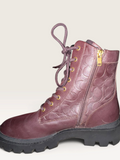 Coach CitySole Embossed Oxblood Leather Combat Boots