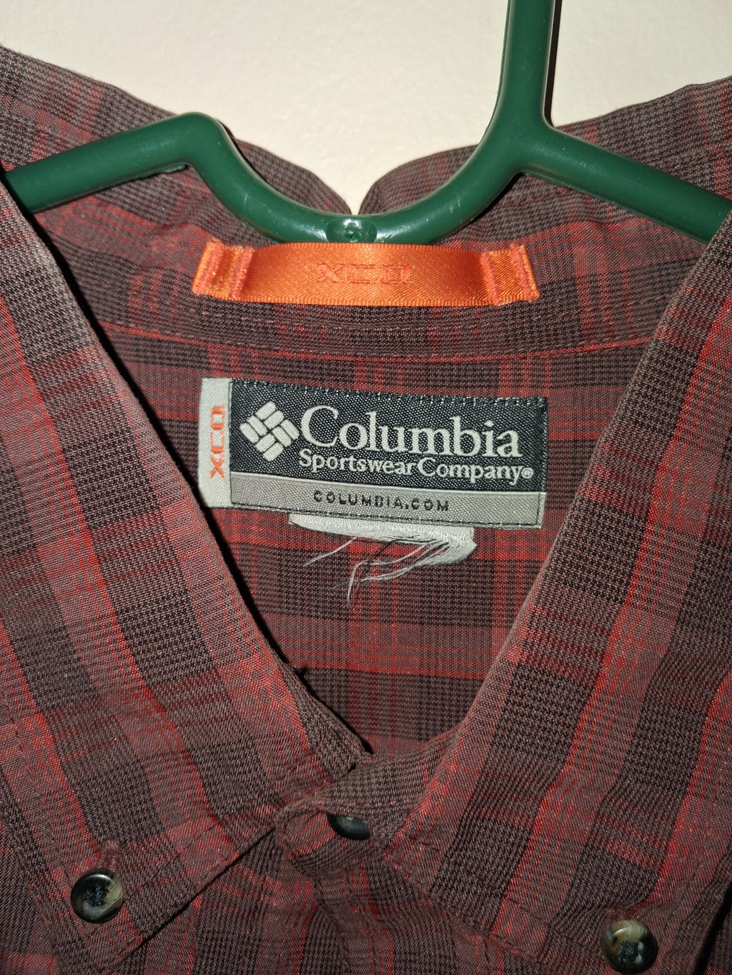 Columbia XCO Rust Red Plaid Long-Sleeve Button-Down Shirt