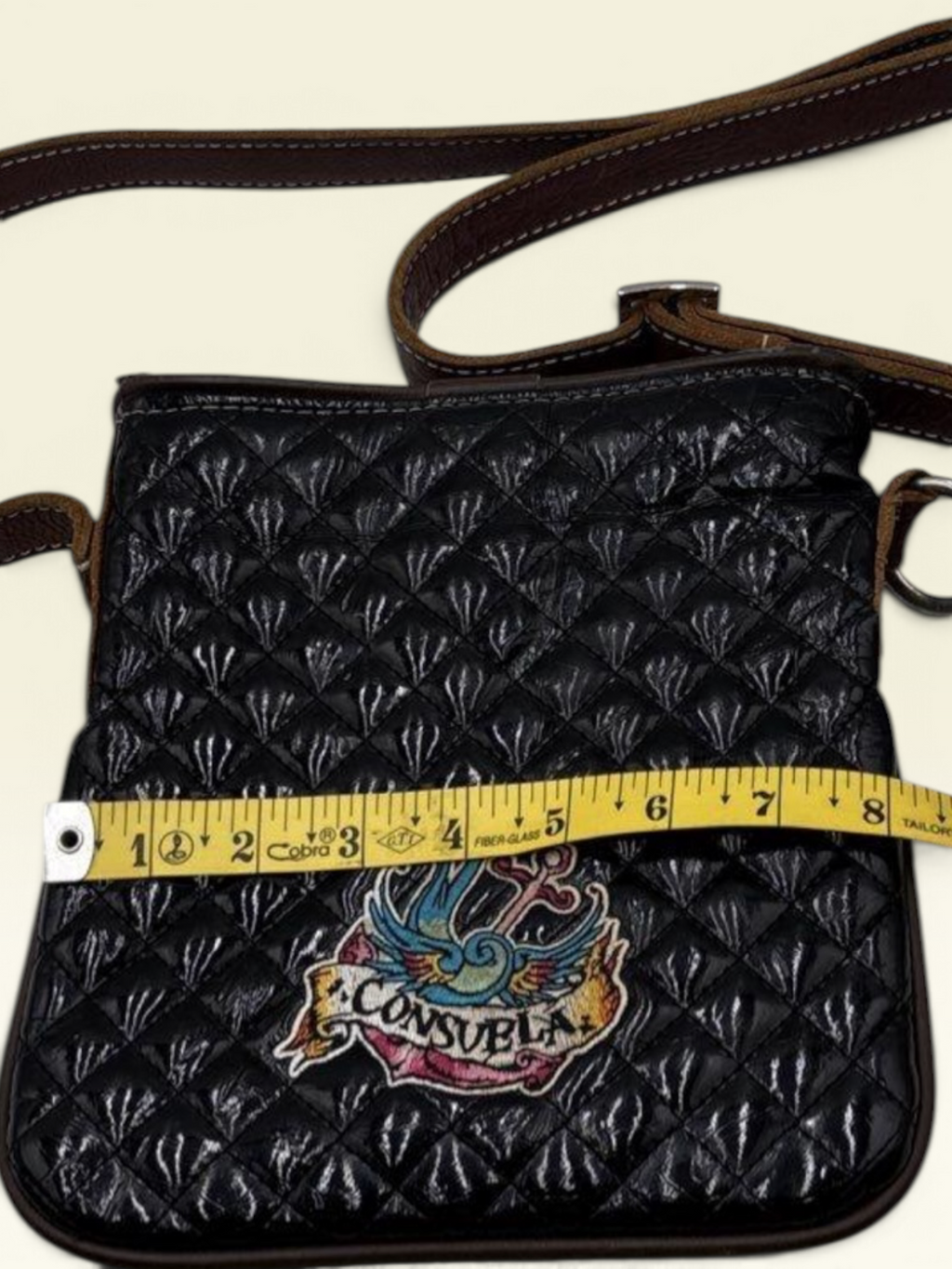 Consuela Quilted Patent Leather Crossbody Bag