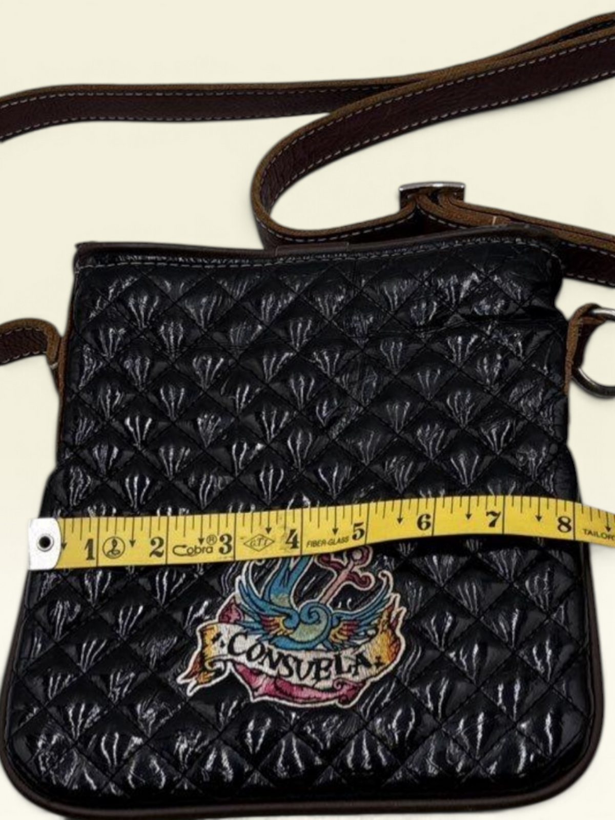 Consuela Quilted Patent Leather Crossbody Bag