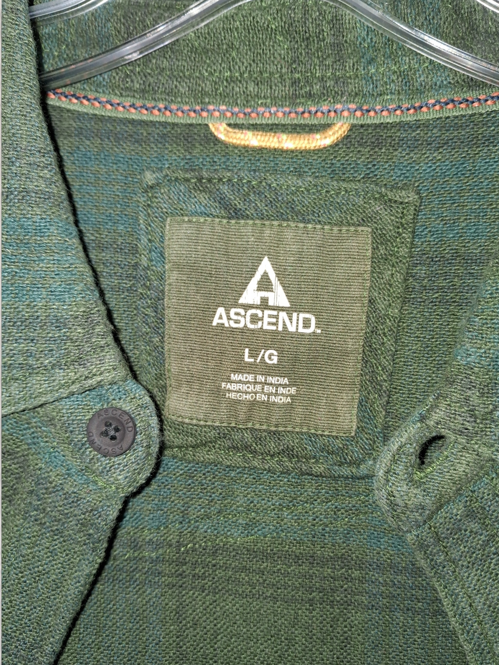 Ascend Green & Blue Plaid Long Sleeve Flannel Shirt