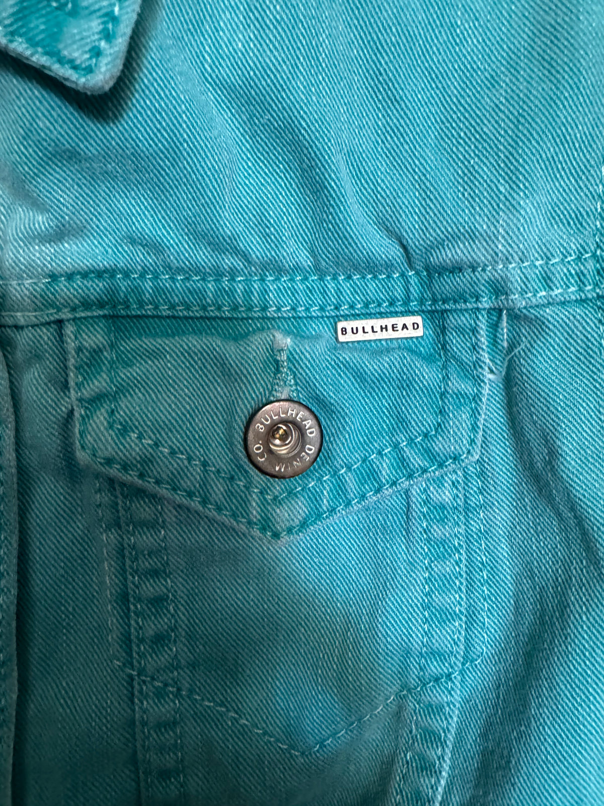 Bullhead Teal Ombré Studded Denim Vest