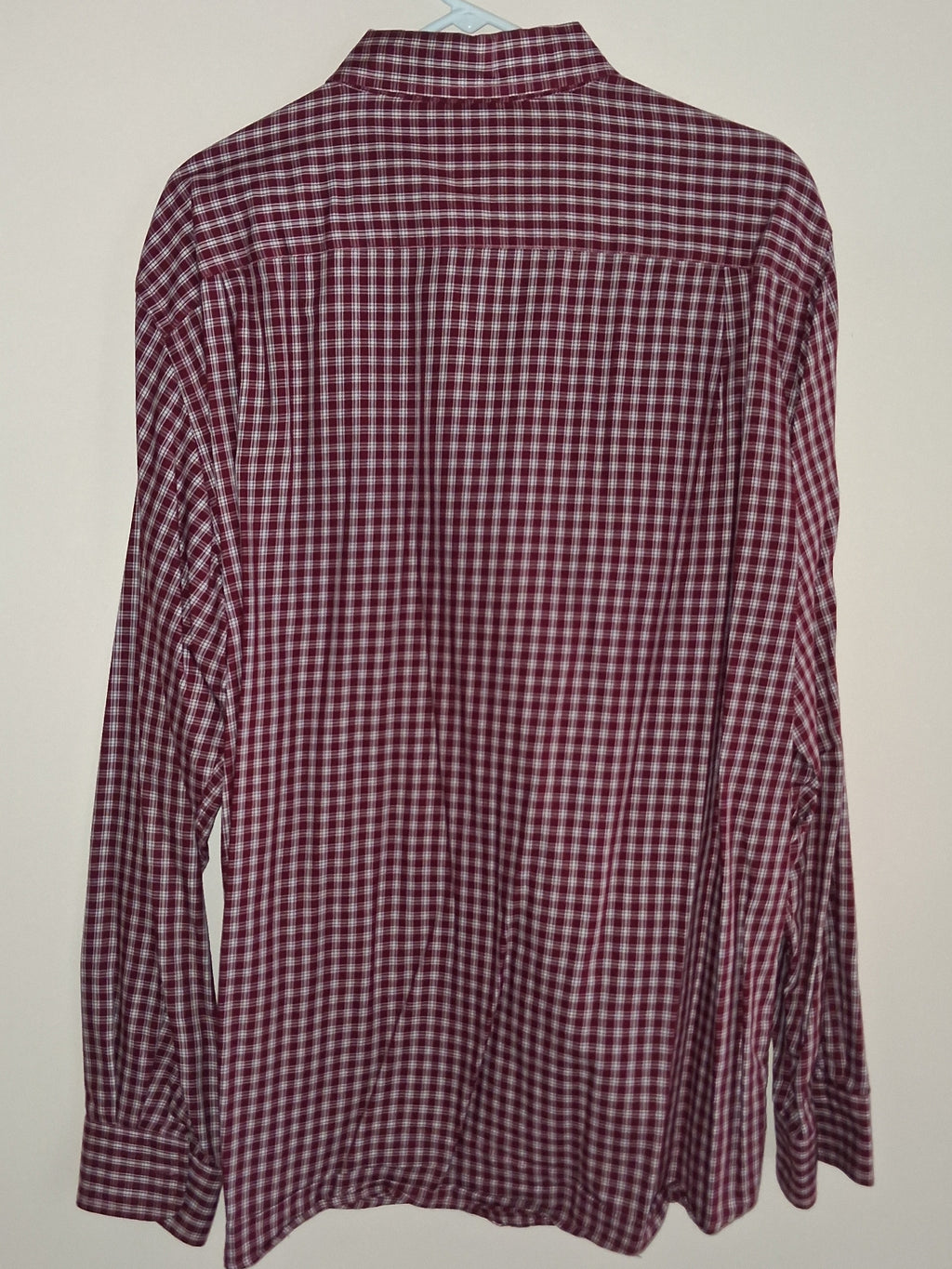 Chaps Burgundy & White Plaid Long-Sleeve Button-Down Shirt