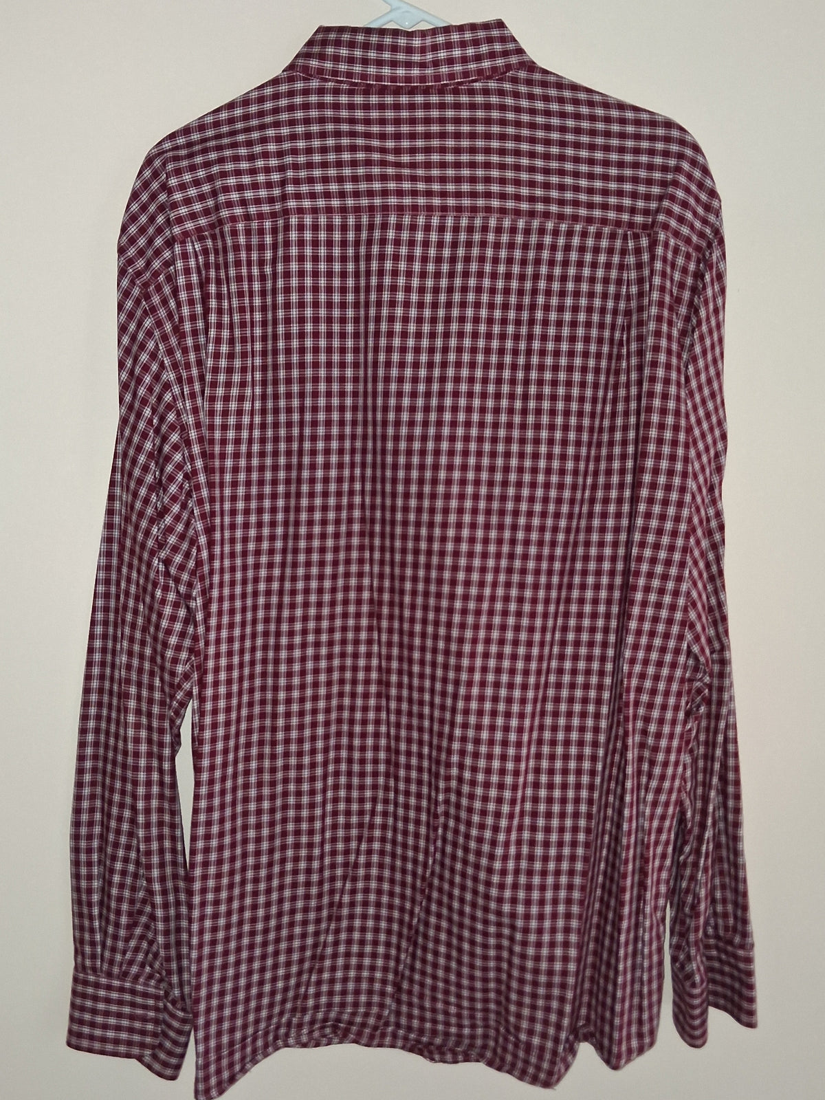 Chaps Burgundy & White Plaid Long-Sleeve Button-Down Shirt