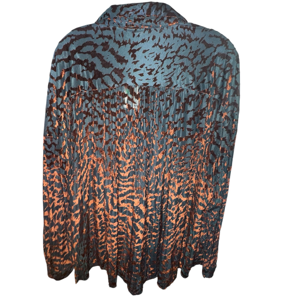 Jodifl Burnout Animal Print Button-Up Blouse
