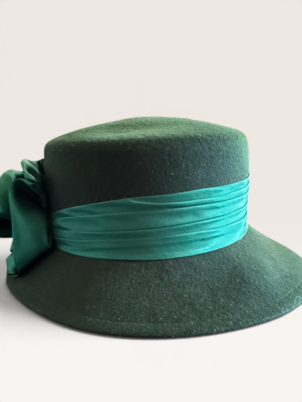 Cappelli Forest Green Felt Hat with Satin Rosette