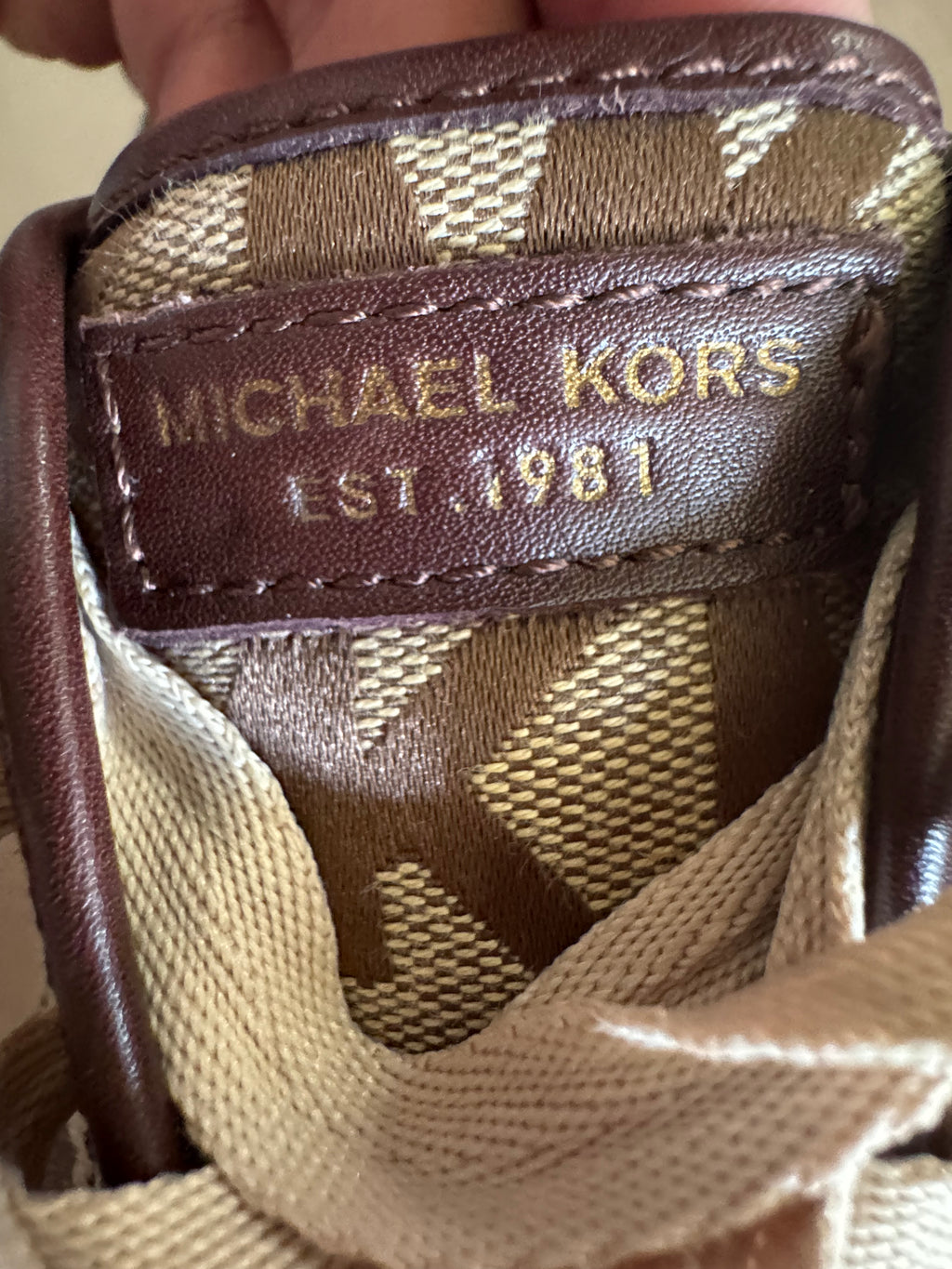 Michael Kors "Keaton" Signature Brown Monogram Logo Sneakers