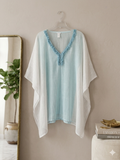 J. Jill Cotton Gauze Swim Cover-Up Poncho – Aqua & White
