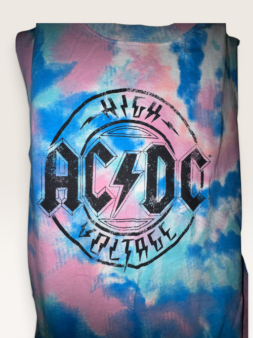 AC/DC High Voltage Pastel Tie-Dye Muscle Tank
