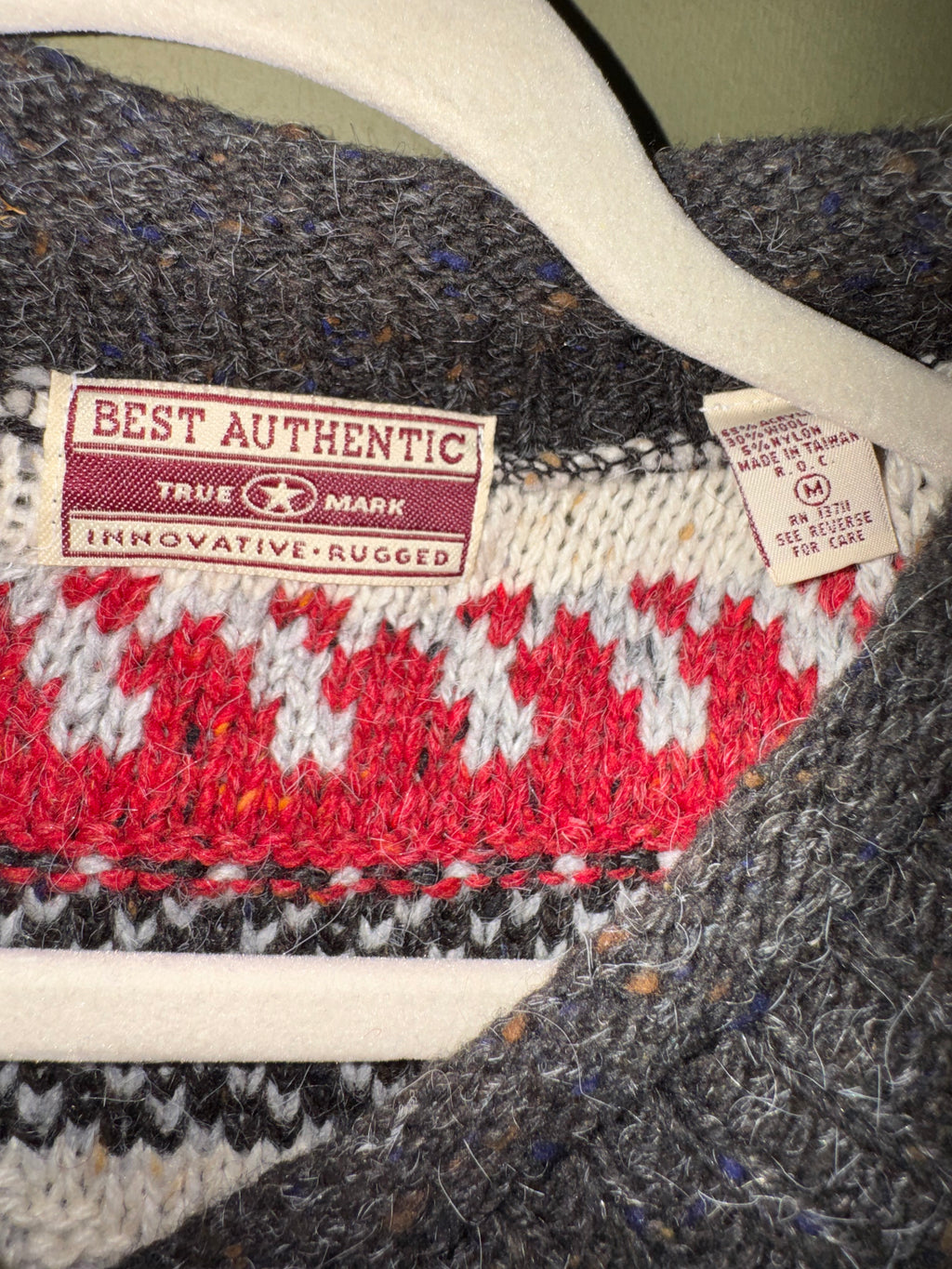 Best Authentic Red, Black & Cream Striped Shawl-Collar Sweater
