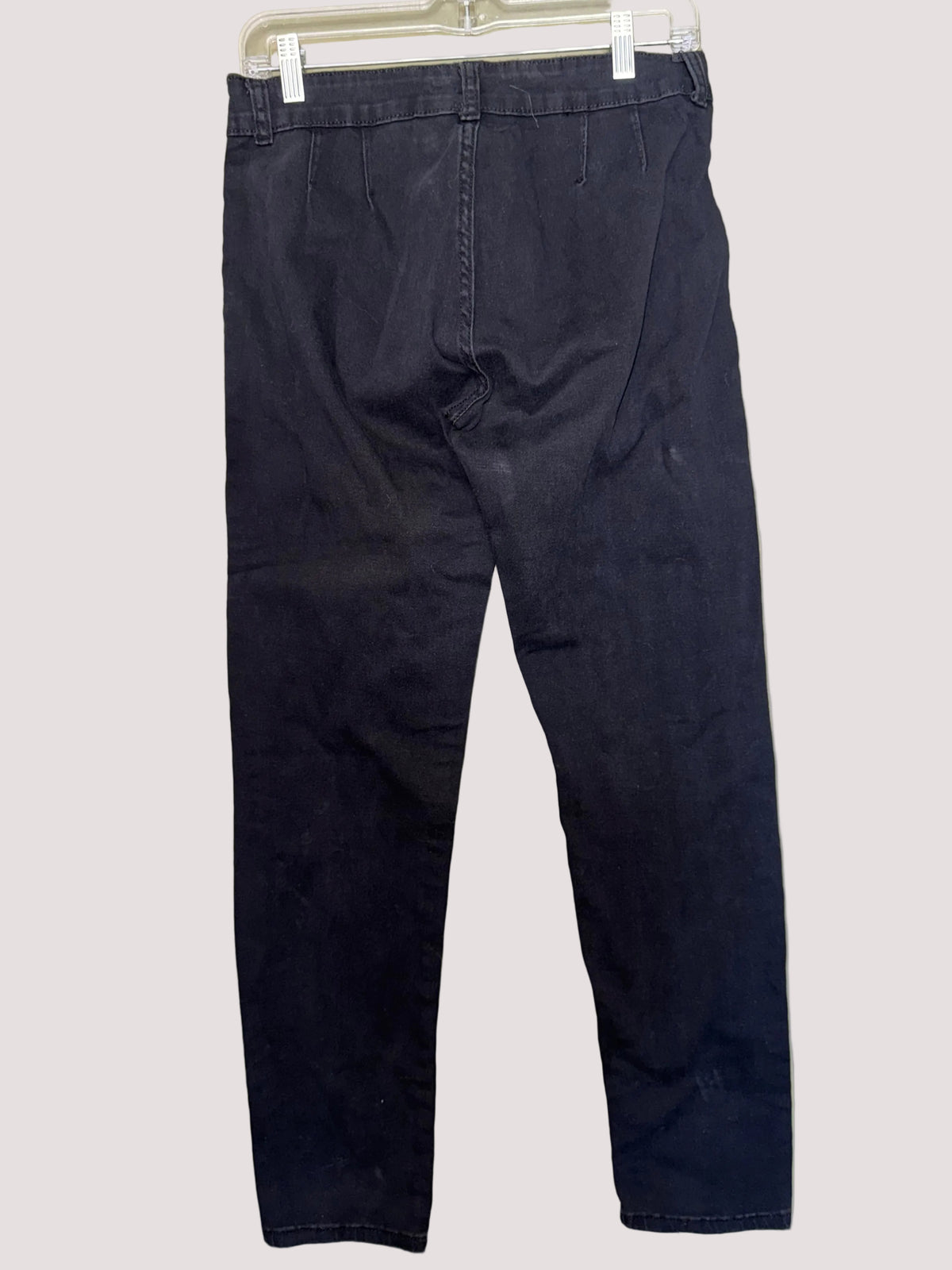 Black Double-Button Stretch Skinny Pants