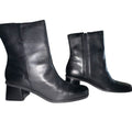 Naturalizer Women's Black Leather Square Toe Ankle Boots