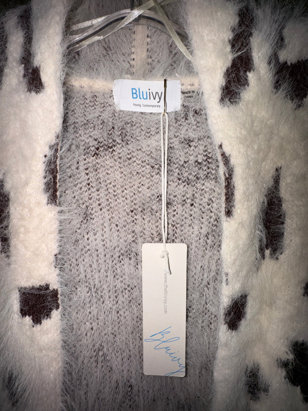 Bluivy Cream Leopard Eyelash Cardigan