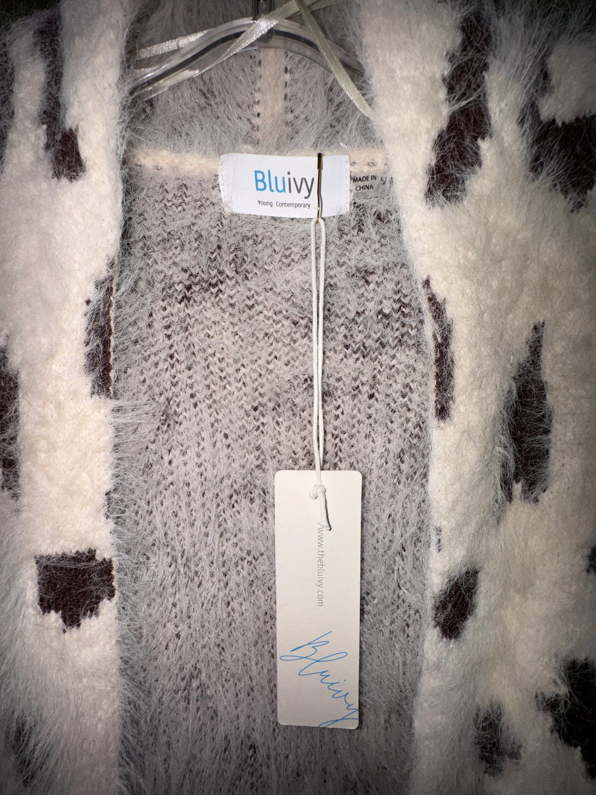 Bluivy Cream Leopard Eyelash Cardigan