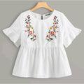 Shein Keyhole Back Embroidery Front Smock Top