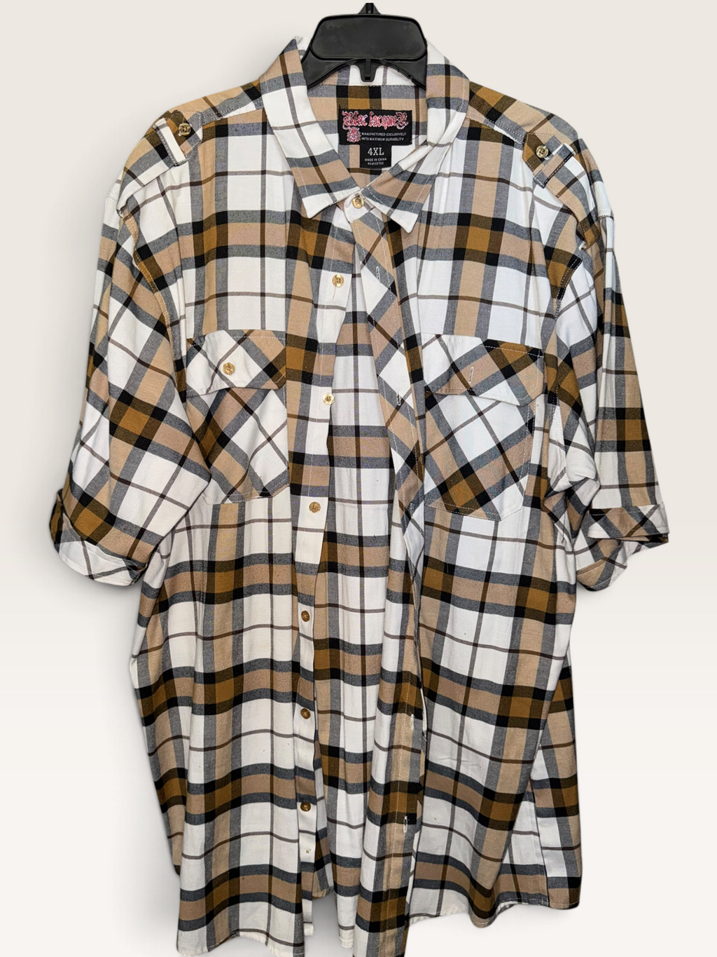 Blac Lacquer Tan & Black Plaid Utility Shirt