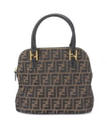 Fendi Zucca Canvas & Black Leather Dome Bag