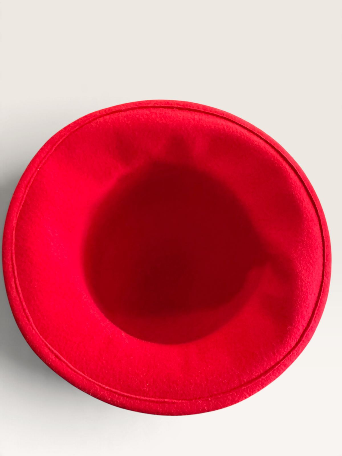 Red Felt Dress Hat with Houndstooth Bow