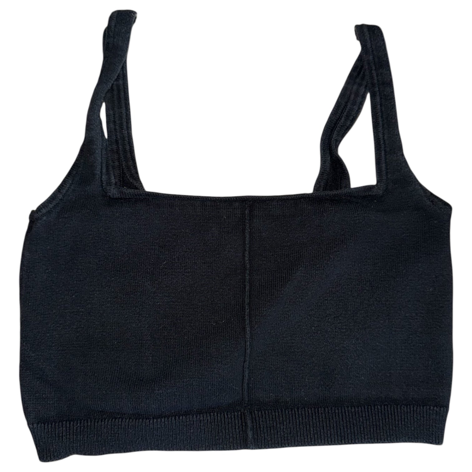 Amuse Society Black Square Neck Knit Crop/Sports Bra