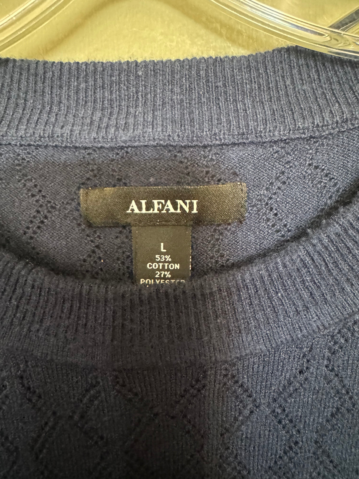 Alfani Navy Diamond-Knit Short-Sleeve Sweater