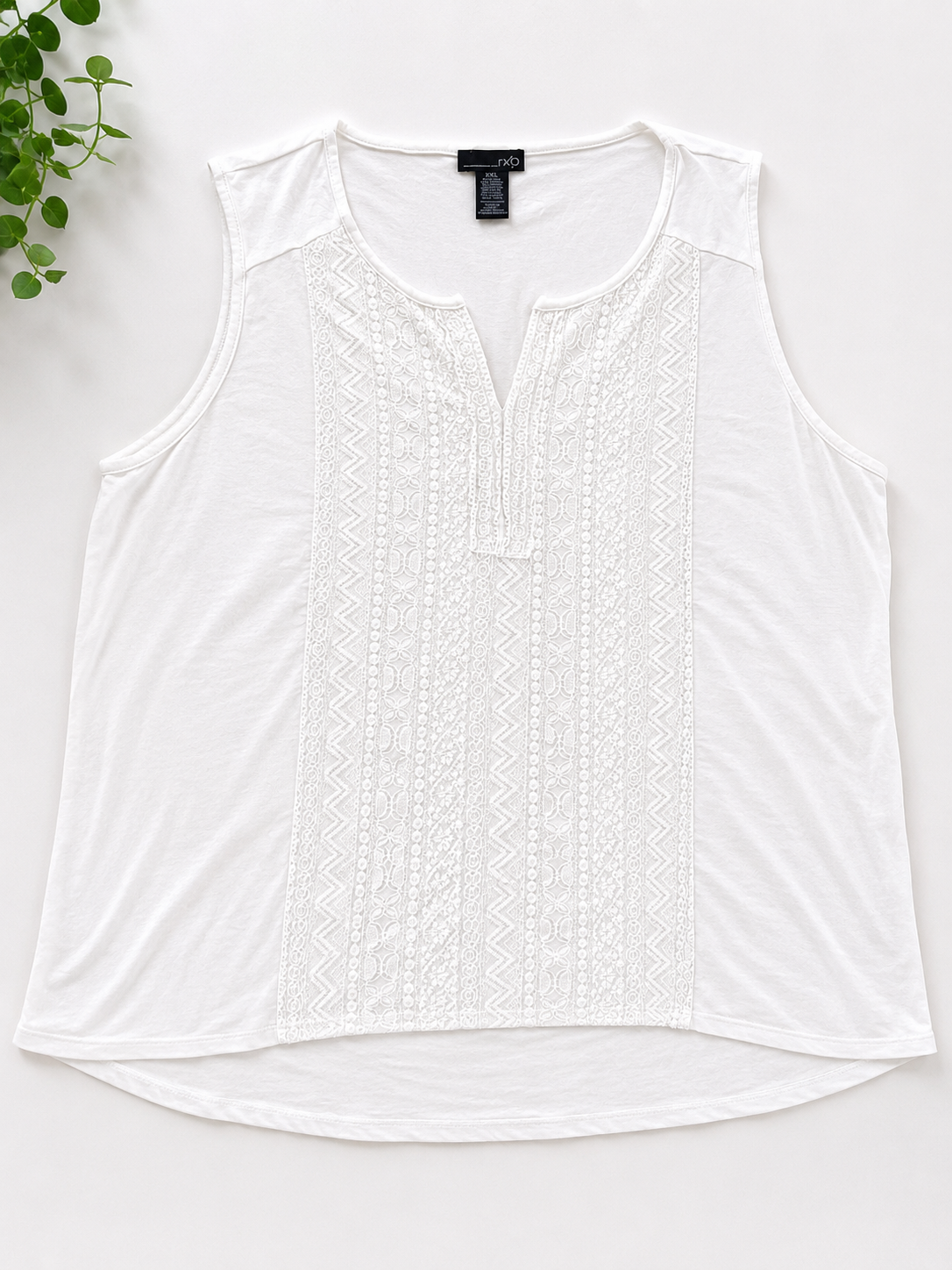 RXB White Lace Detail Sleeveless Top | Boho Embroidered Tank