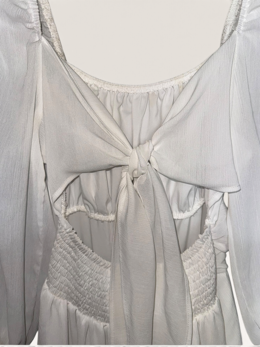 White Tie-Front Cutout Mini Dress