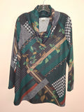 Christopher & Banks Green Abstract Geometric Cowl-Neck Tunic