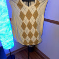 V-Neck Argyle Sweater Vest - Cream and Tan