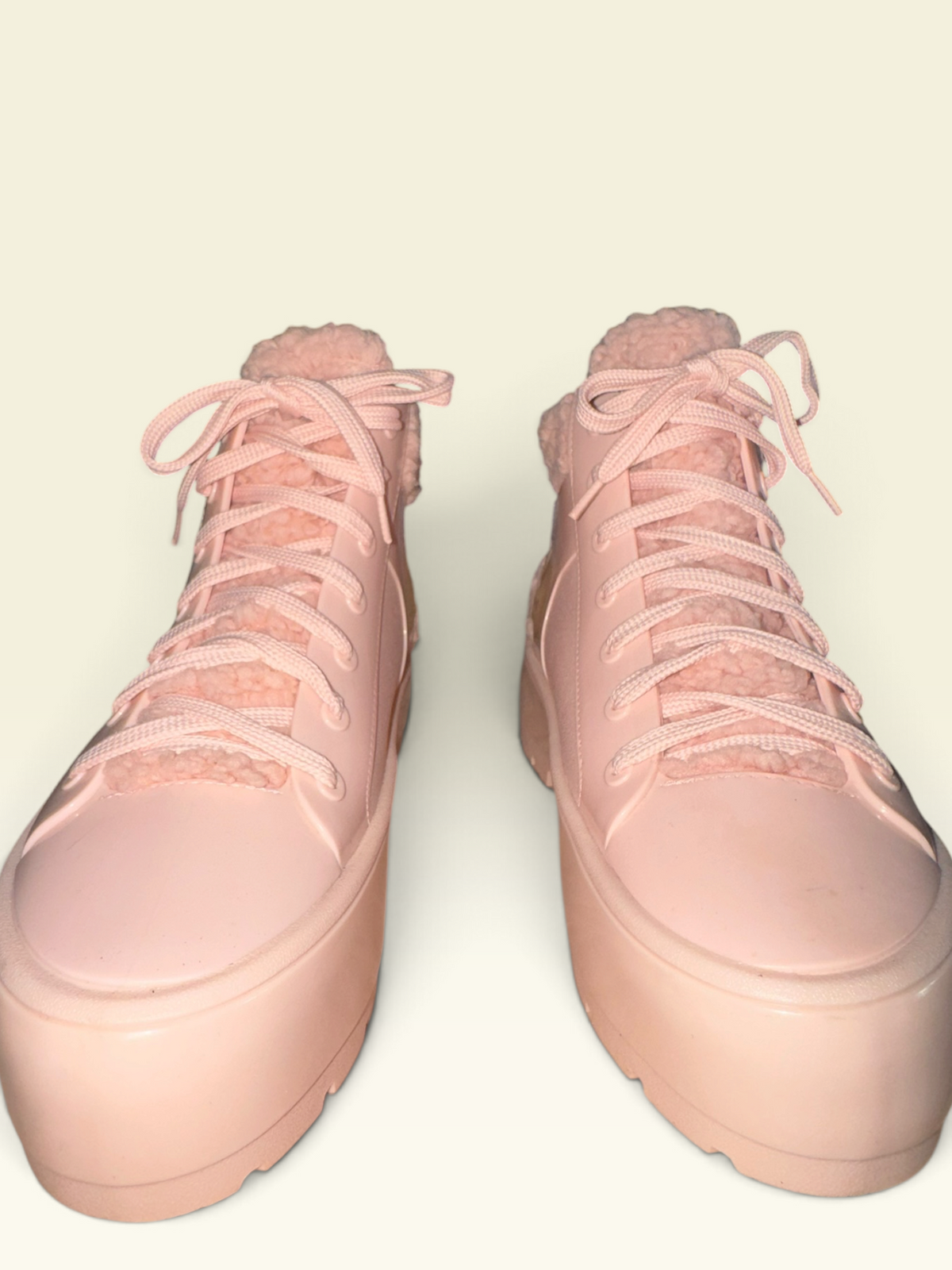 Melissa Fluffy Blush Pink Platform Sneaker Boots