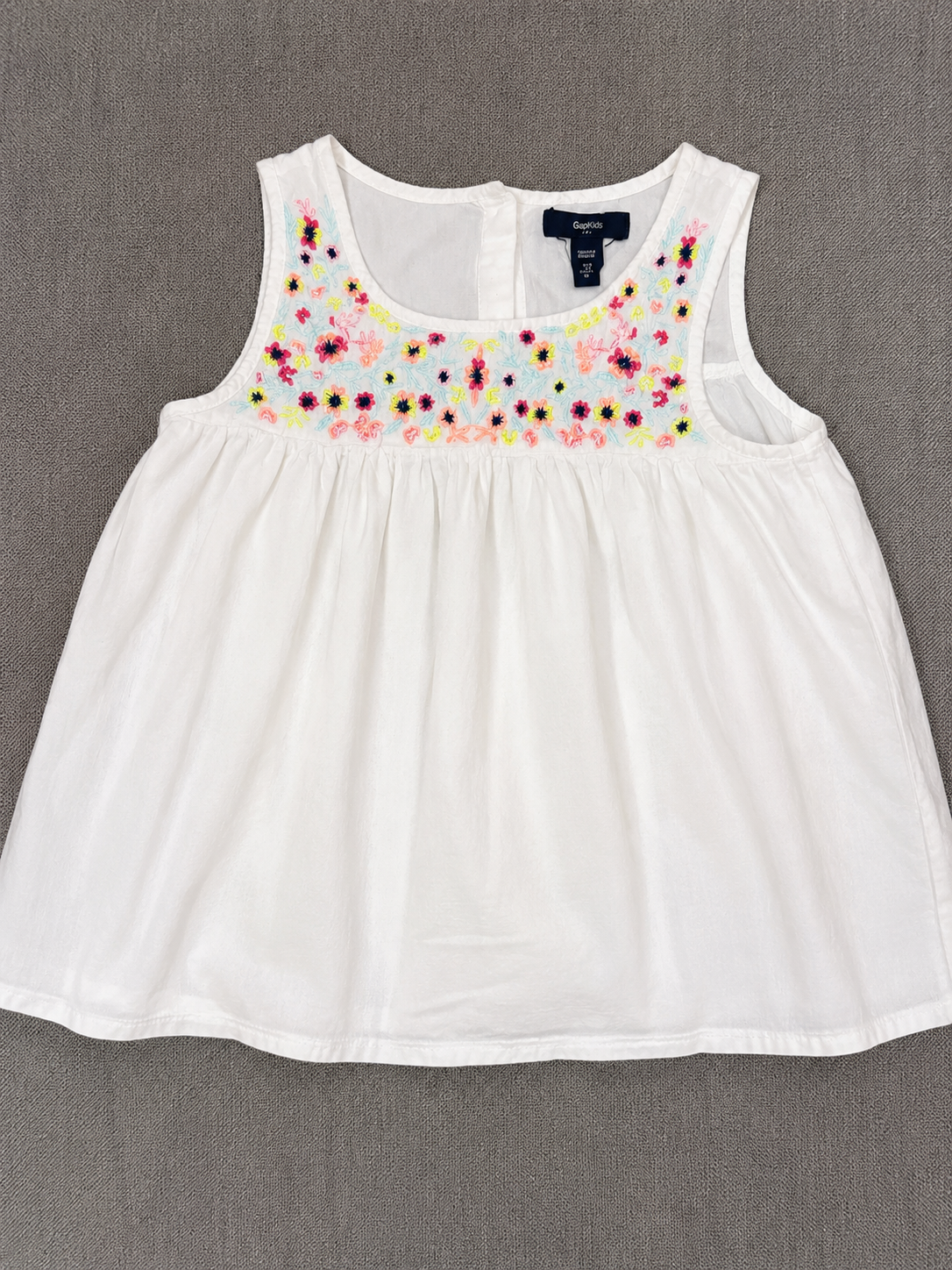 GapKids White Embroidered Floral Sleeveless Top