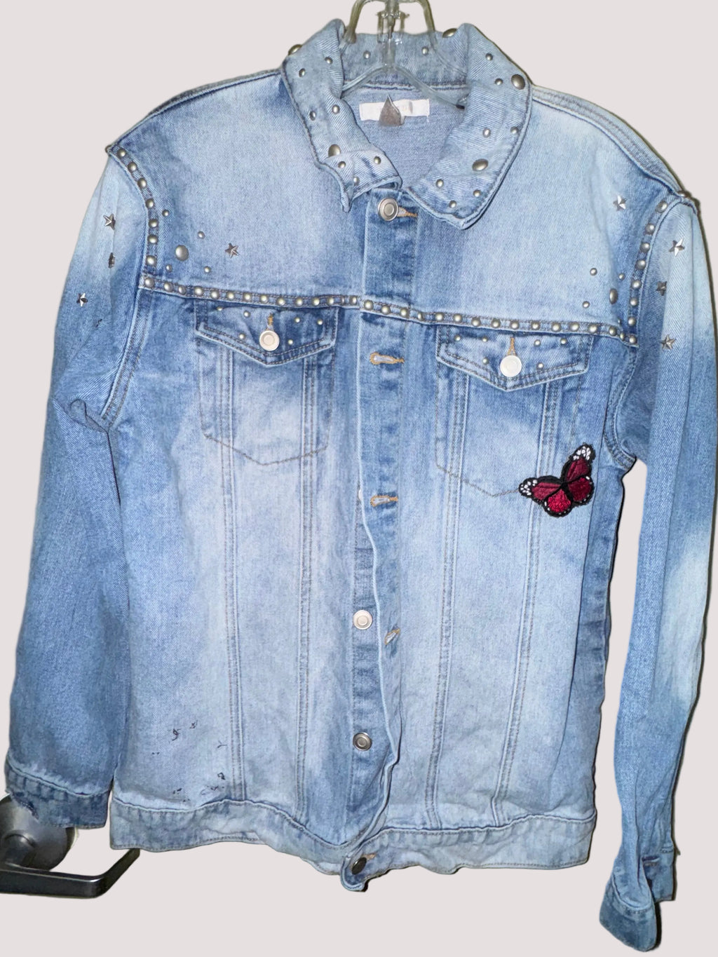 Forever 21 Studded Butterfly Denim Jacket