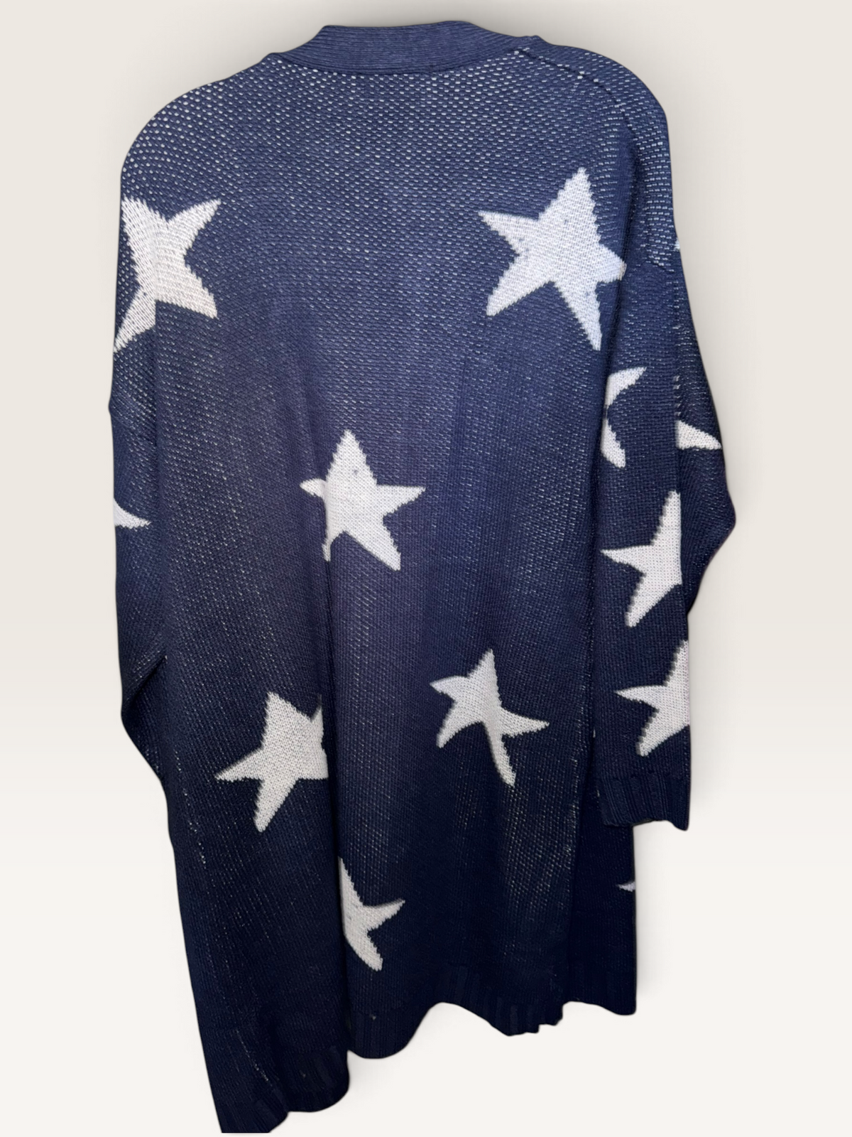 Evelyn Taylor Navy Star Long Cardigan