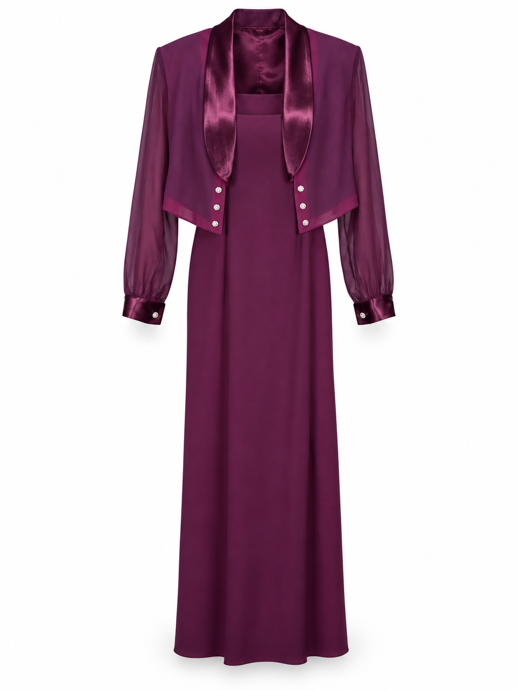 R. Nites by Caliendo Plum Dress & Cropped Jacket Set