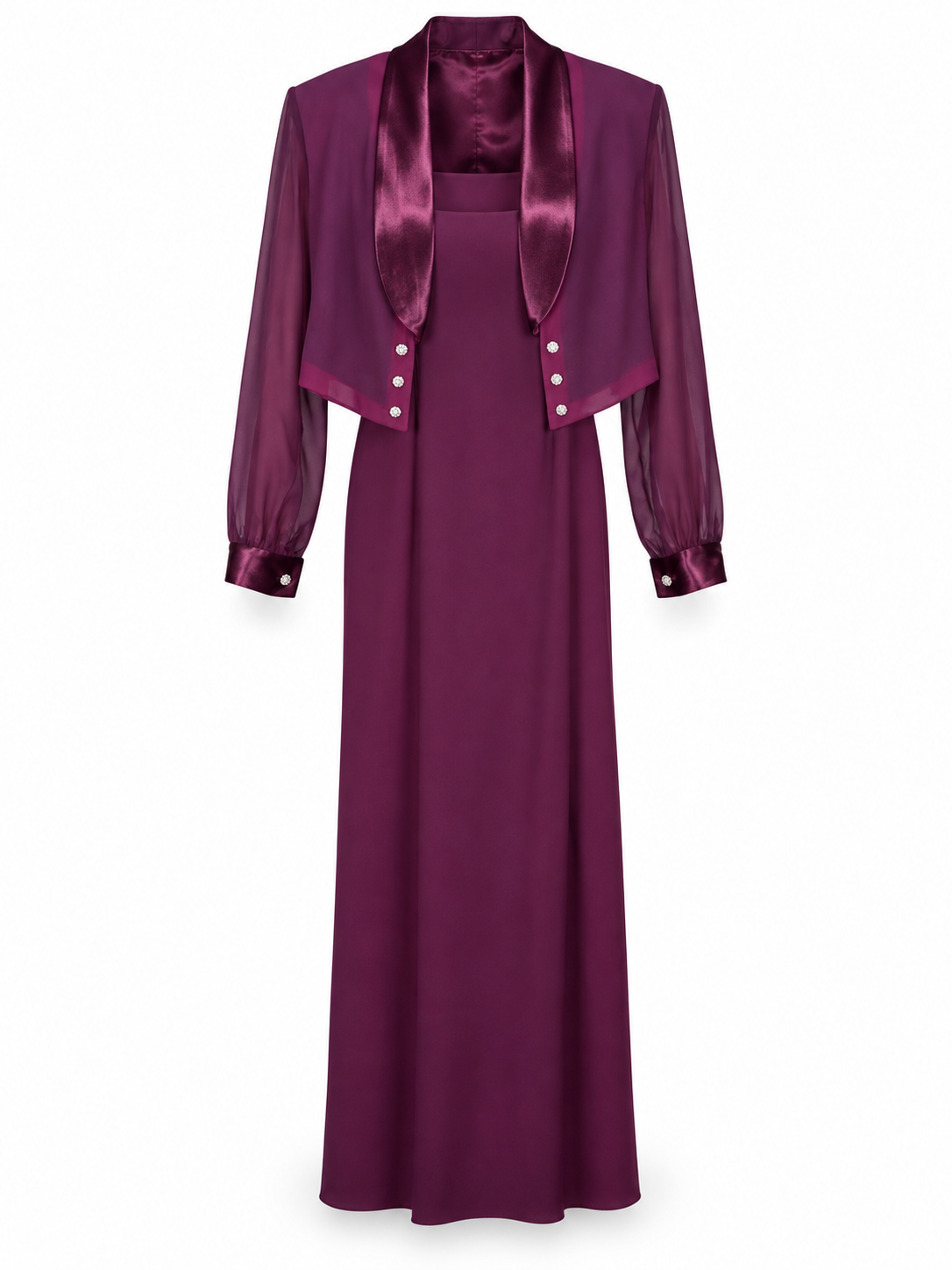 R. Nites by Caliendo Plum Dress & Cropped Jacket Set