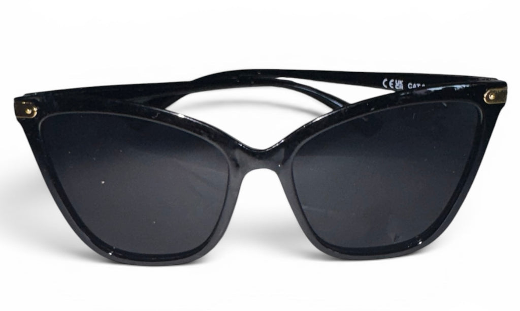 Black Cat-Eye Sunglasses with Gold Hardware