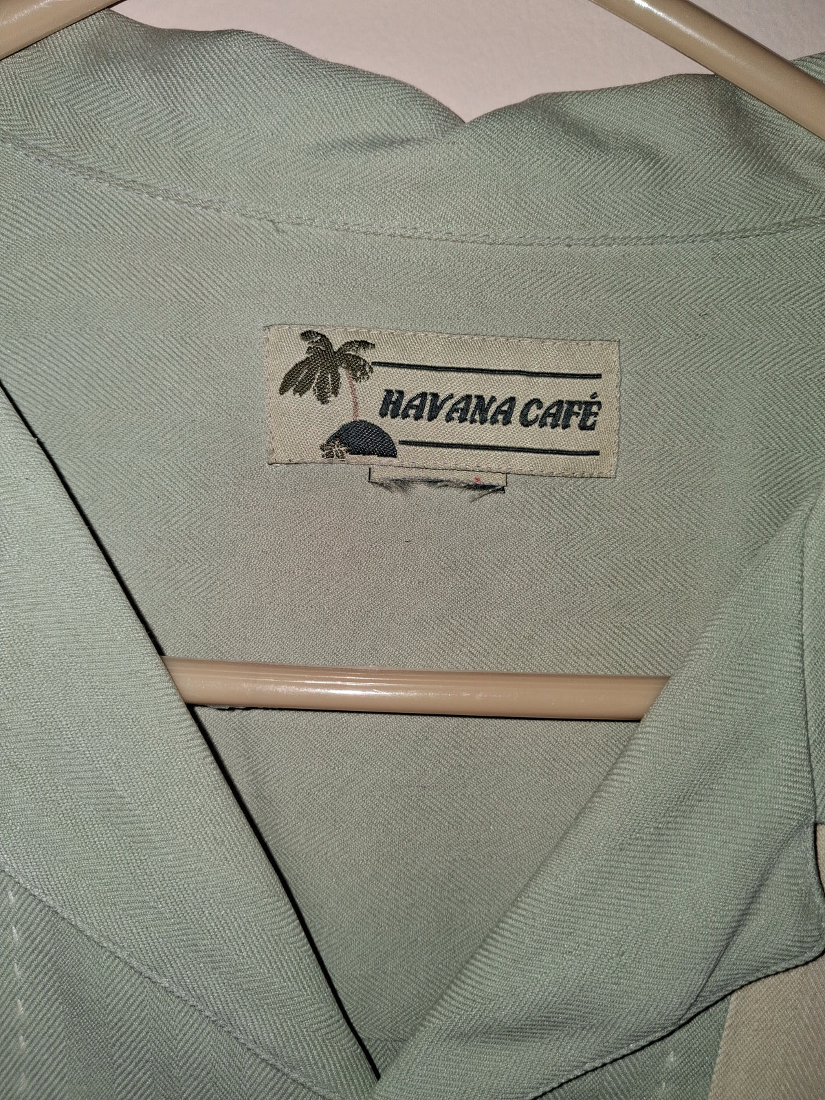 Cubavera Sage Green & Cream Embroidered Panel Camp Shirt