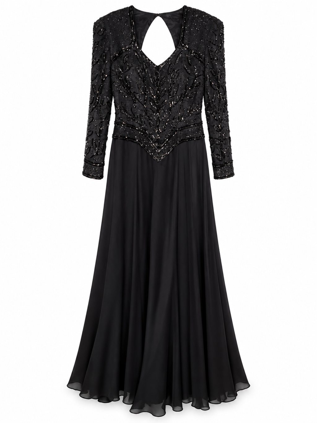 Jovani Black Beaded Silk Evening Gown