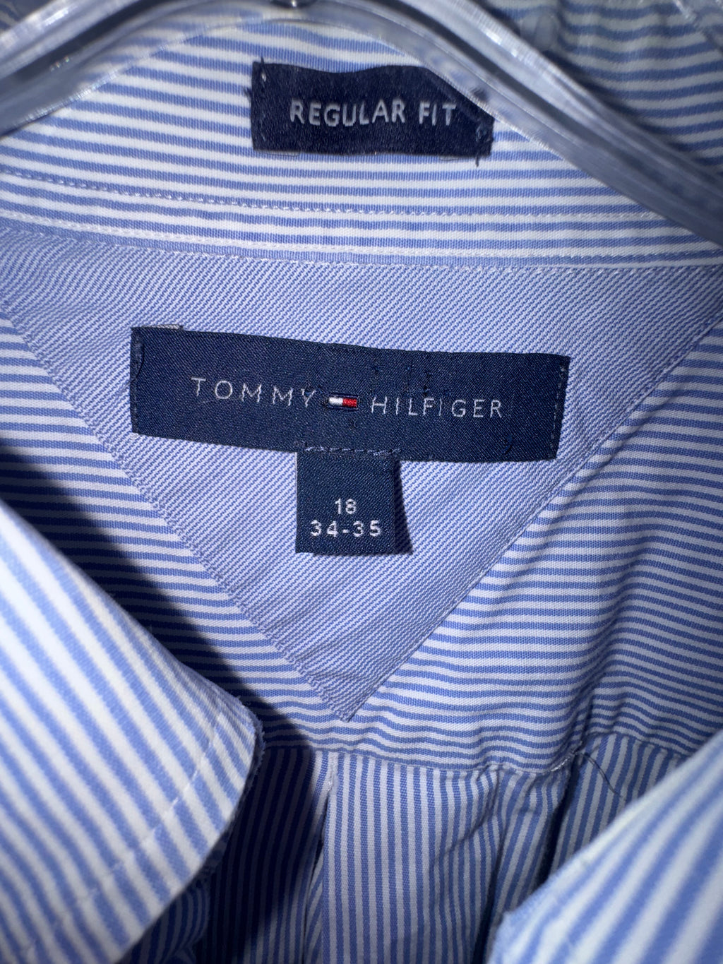 Tommy Hilfiger Light Blue Pinstripe Regular Fit Shirt