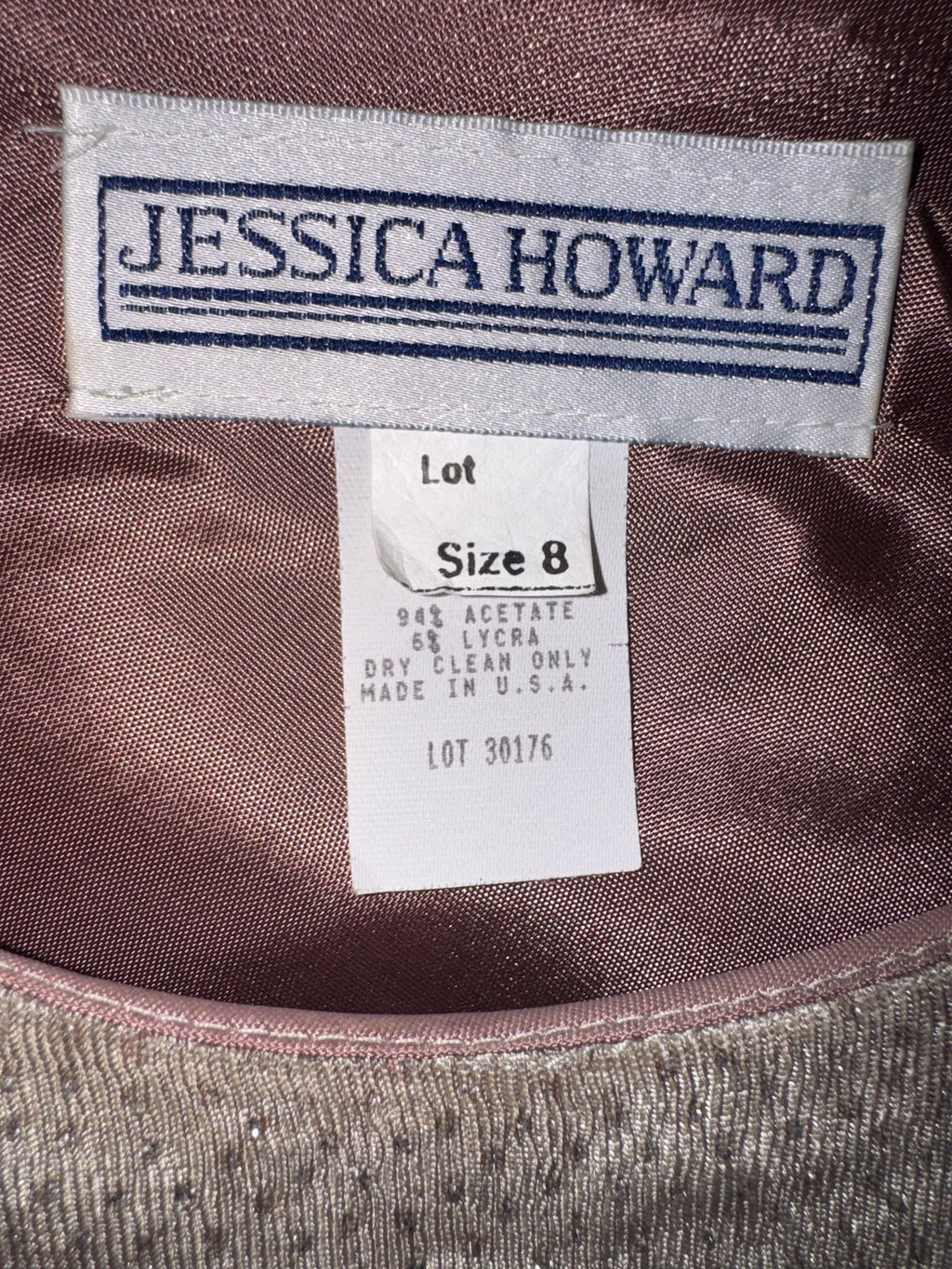 Jessica Howard Taupe Glitter Shimmer Short-Sleeve Dress