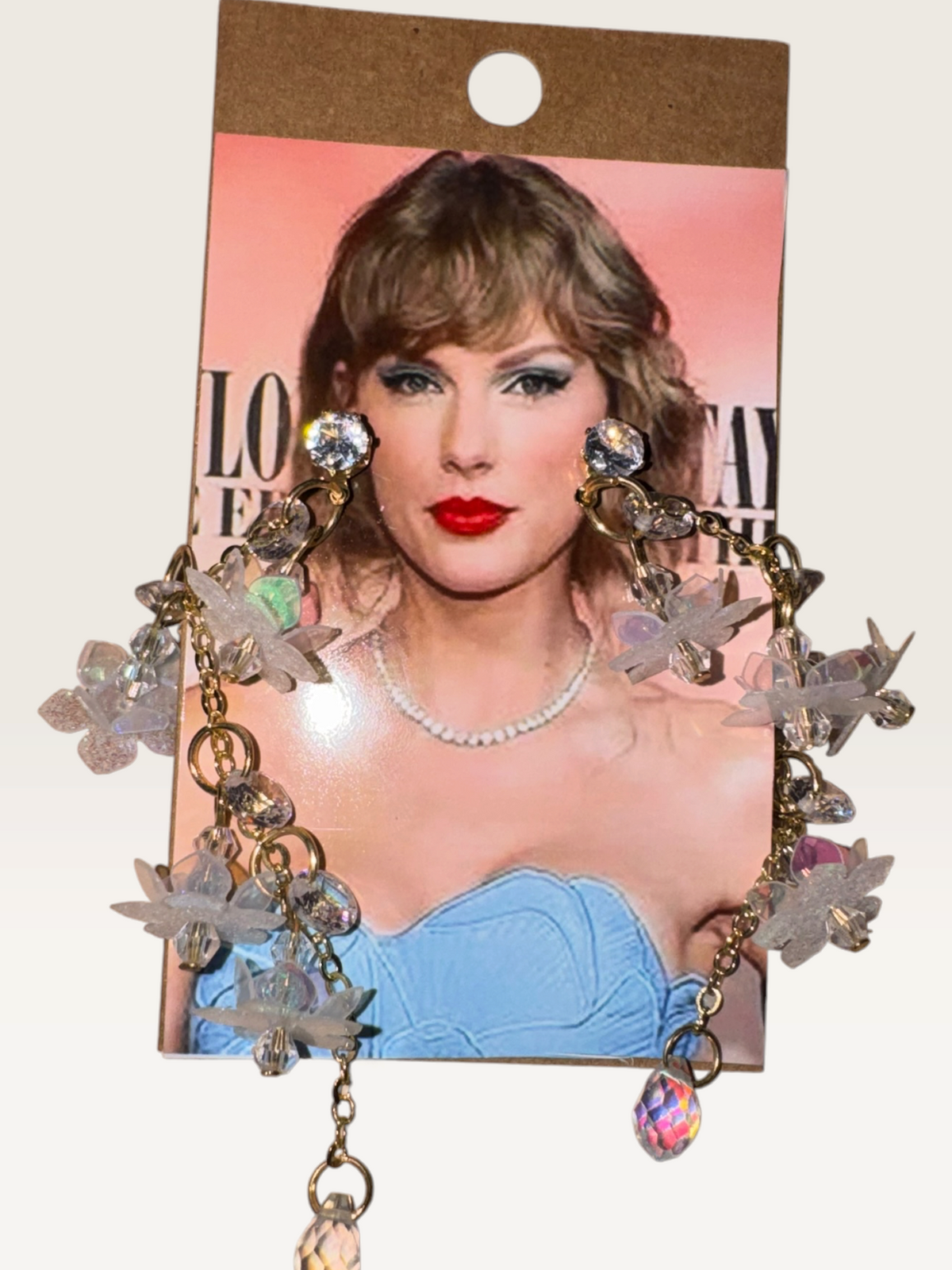 Iridescent Butterfly & Sparkle Statement Earrings