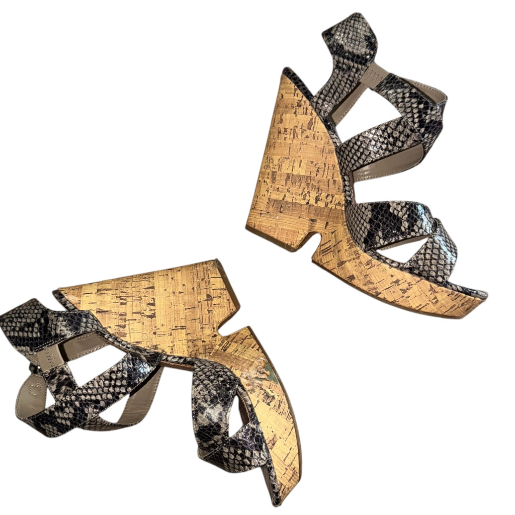 Chinese Laundry Snake Print Cork Wedge Sandals