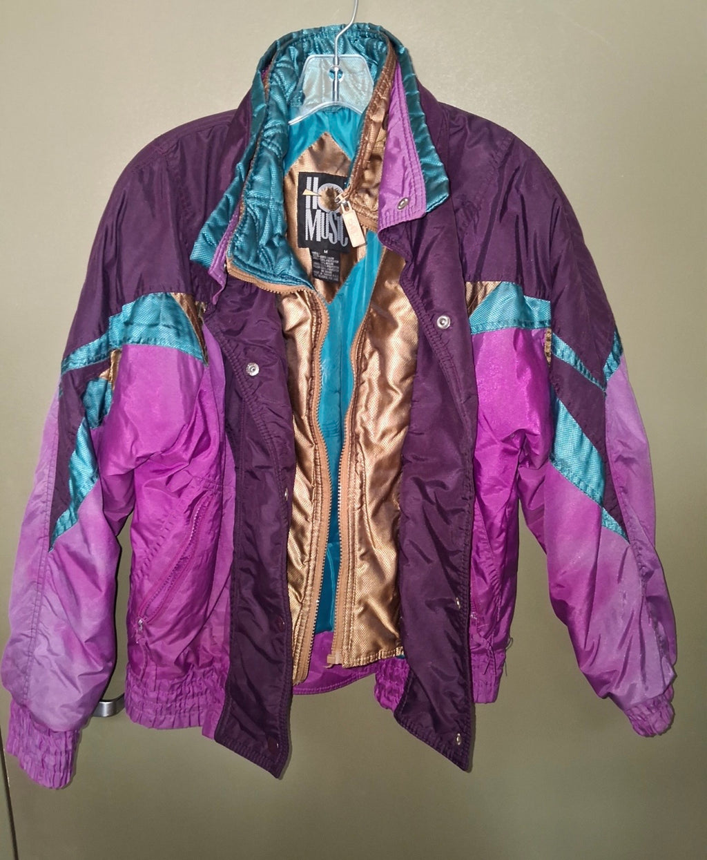 Vintage Hot Music Colorblock Ski Jacket