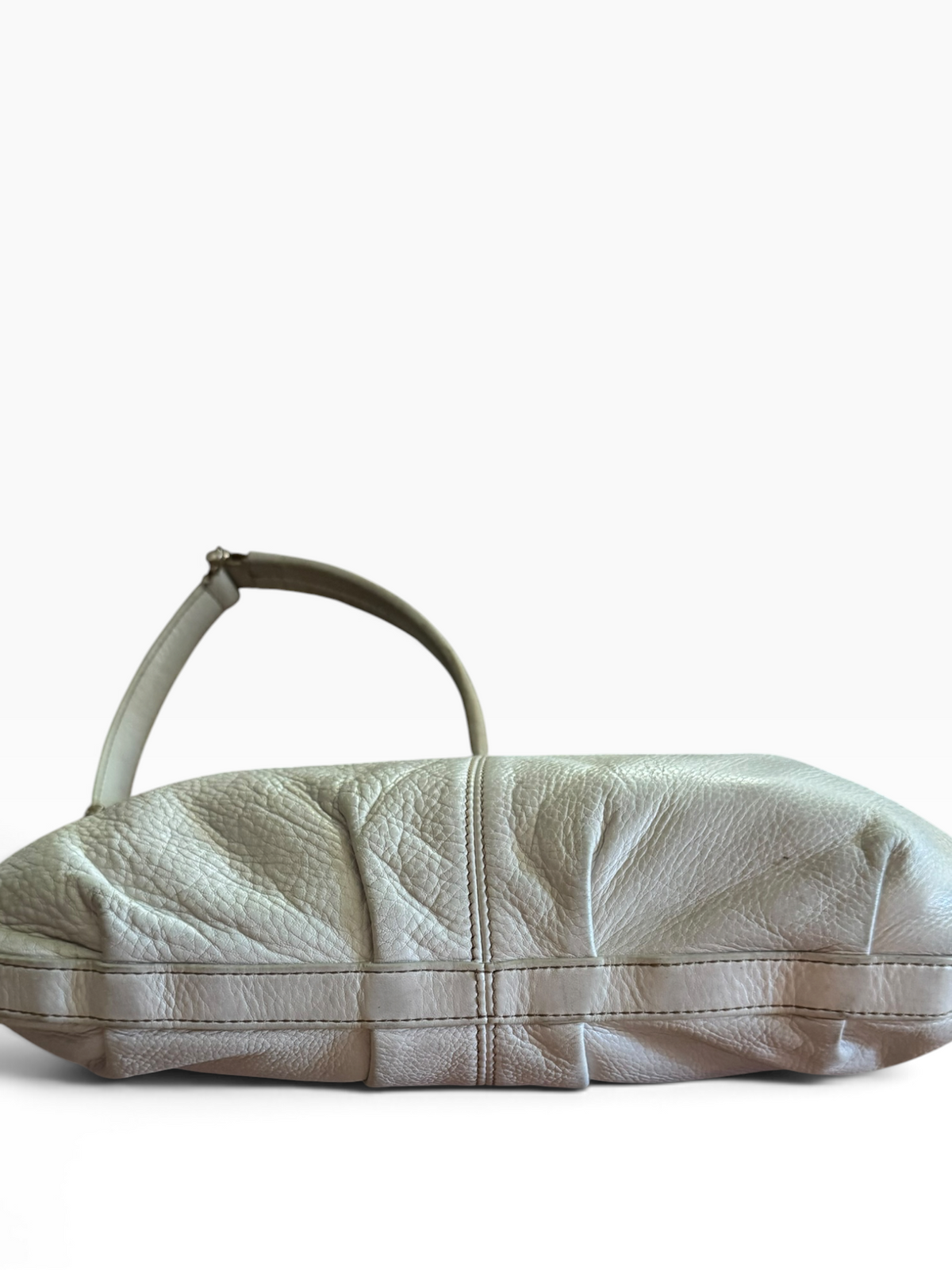 Level 5 Italy White Pebbled Leather Shoulder Bag