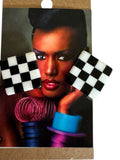 Black & White Checkerboard Square Statement Earrings