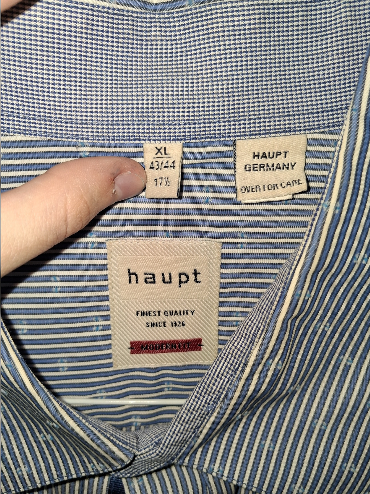 Haupt Germany Blue & White Striped Modern Fit Dress Shirt