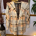 Hem & Thread Cream and Tan Plaid Teddy Jacket